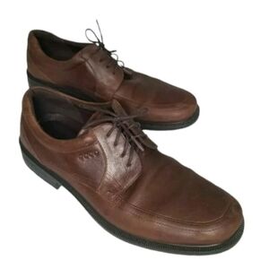 Ecco Mens Brown Dress Shoes Oxfords Comfort Balance Shock Point Lace Size 10.5